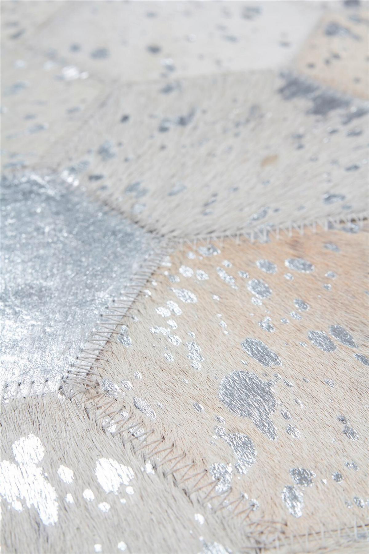 Flachwebteppich, 80x150 Cm Spark 210 Grau / Silber - Silberfarben/Grau, Design, Leder (80/150cm) - Novel