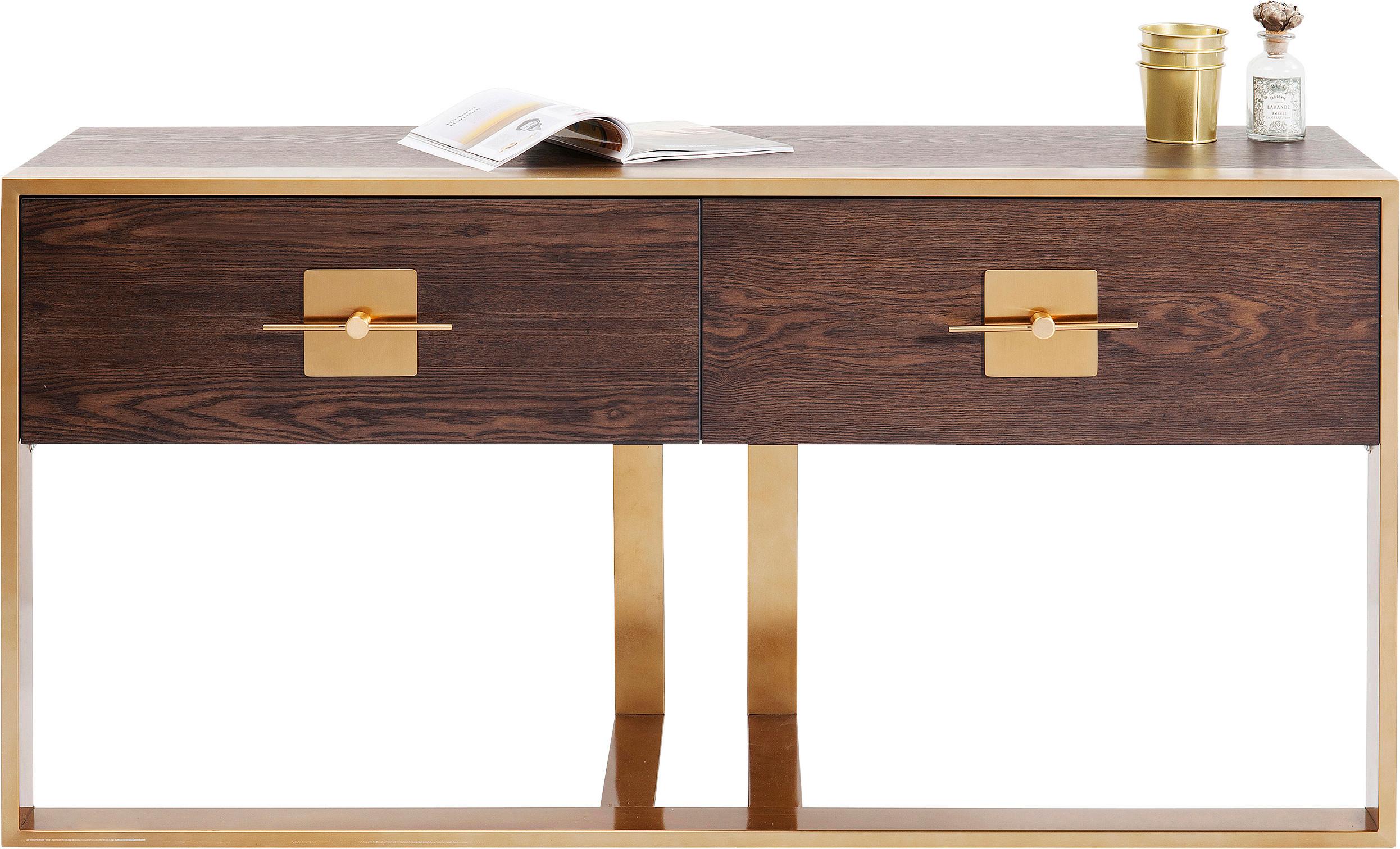 Konsolentisch Osaka - Messingfarben/Braun, Trend, Holzwerkstoff/Metall (148,6/45/76cm) - Kare-Design