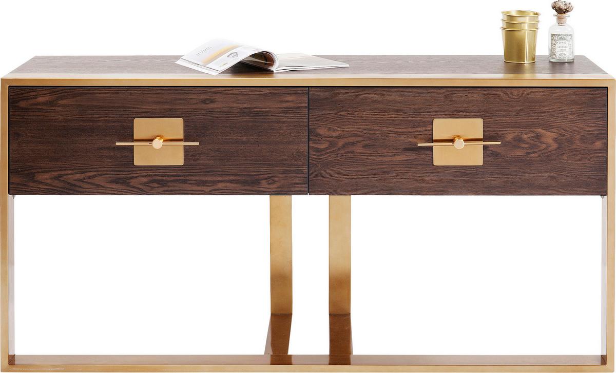 Konsolentisch Osaka - Messingfarben/Braun, Trend, Holzwerkstoff/Metall (148,6/45/76cm) - Kare-Design