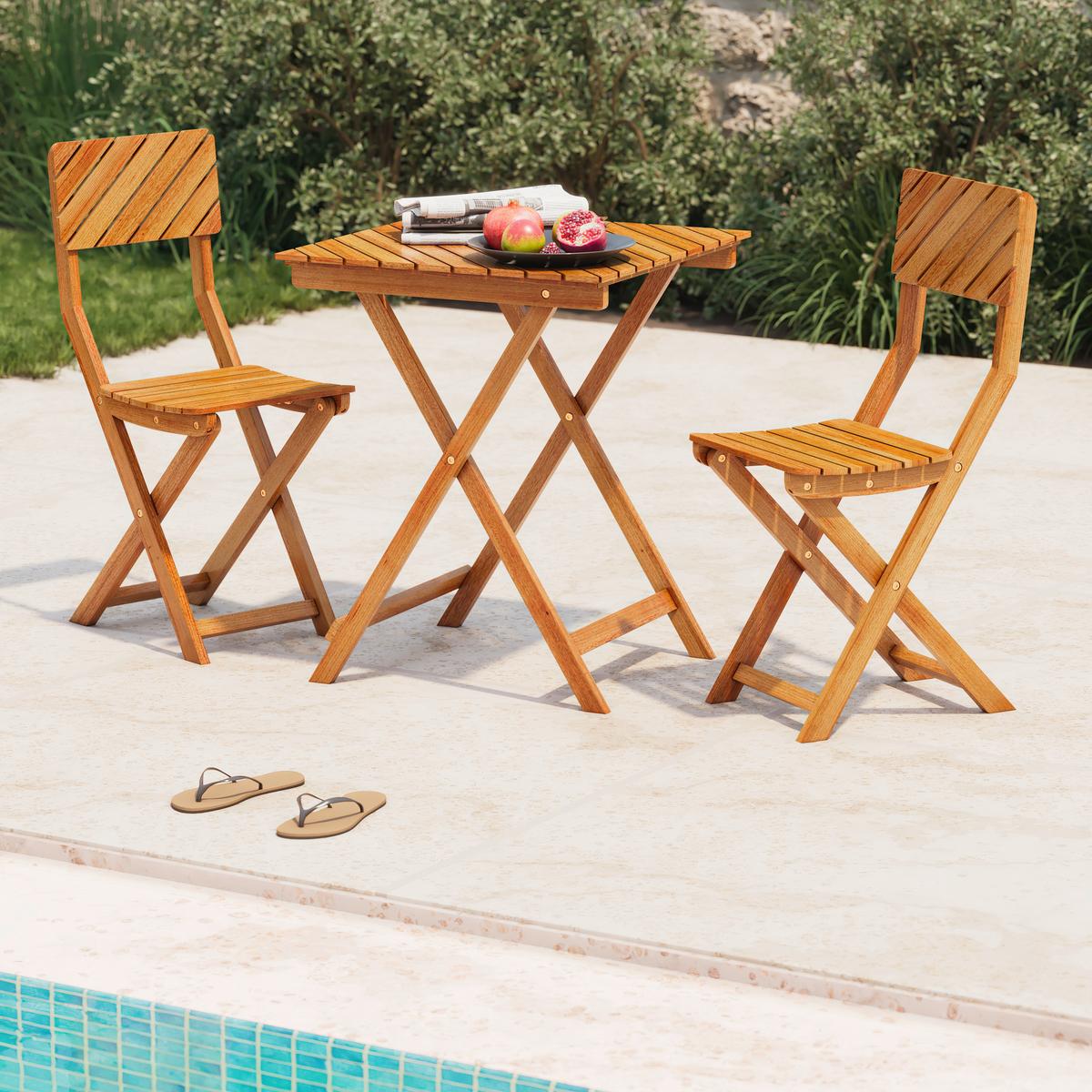 Balkonmöbel Set Simone Holz - Naturfarben, MODERN, Holz - James Wood