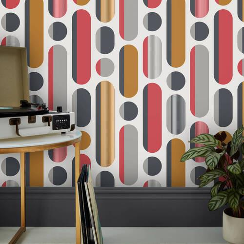 Vliestapete 118719 - Gelb/Rot, Basics, Papier/Kunststoff (52/1000cm)