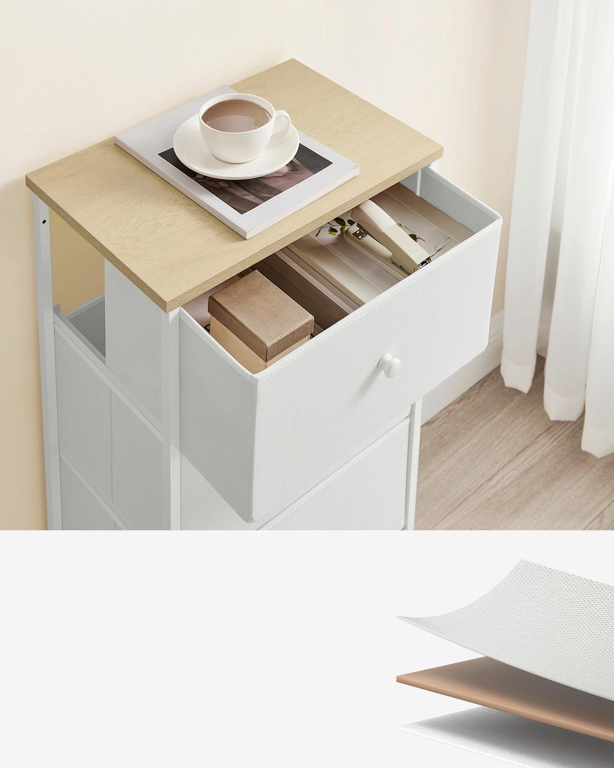 Kommode Weiß, Eiche Dekor B: 45cm - Eichefarben/Weiß, Basics, Holzwerkstoff/Textil (45/91,7/30cm)