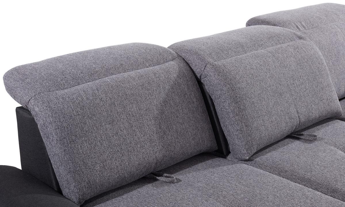 Ecksofa mit Schlaffunktion + Bettkasten Malaga, Webstoff - Silberfarben/Graphitfarben, KONVENTIONELL, Textil (286/203cm) - Ondega