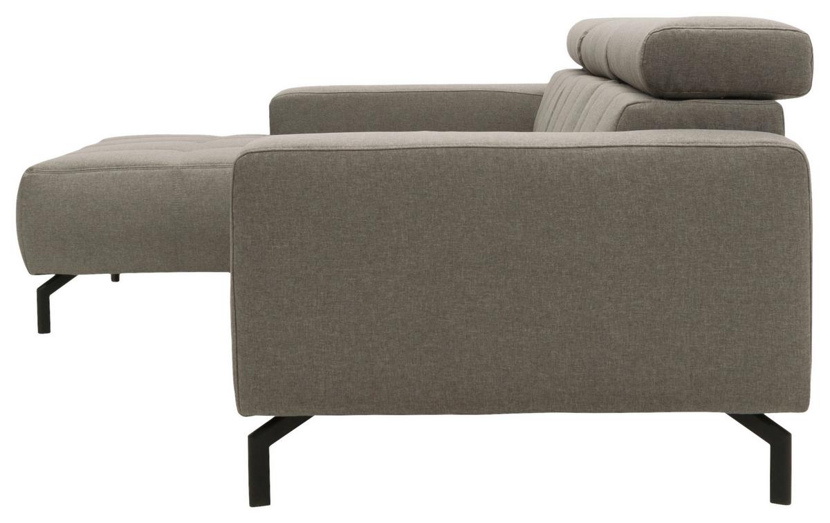 Ecksofa Cunelli Silberfarben Webstoff - Silberfarben/Schwarz, Design, Textil (175/292cm) - MID.YOU