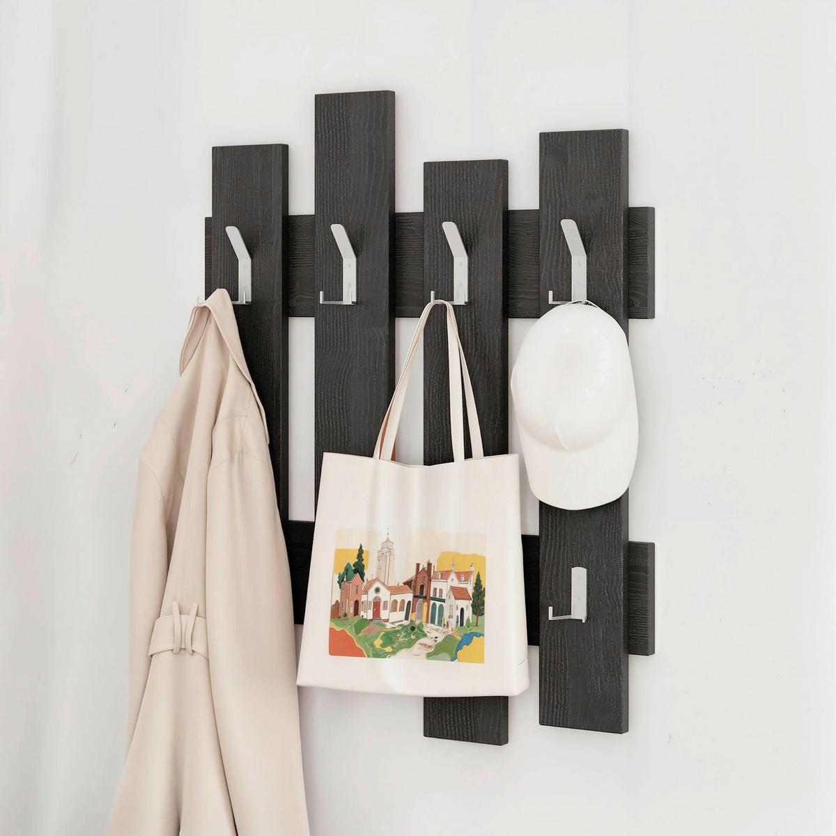 Wandgarderobe Wave Hanger Schwarz B: 64 Cm - Schwarz, Design, Holzwerkstoff (64/81/4cm) - Livetastic