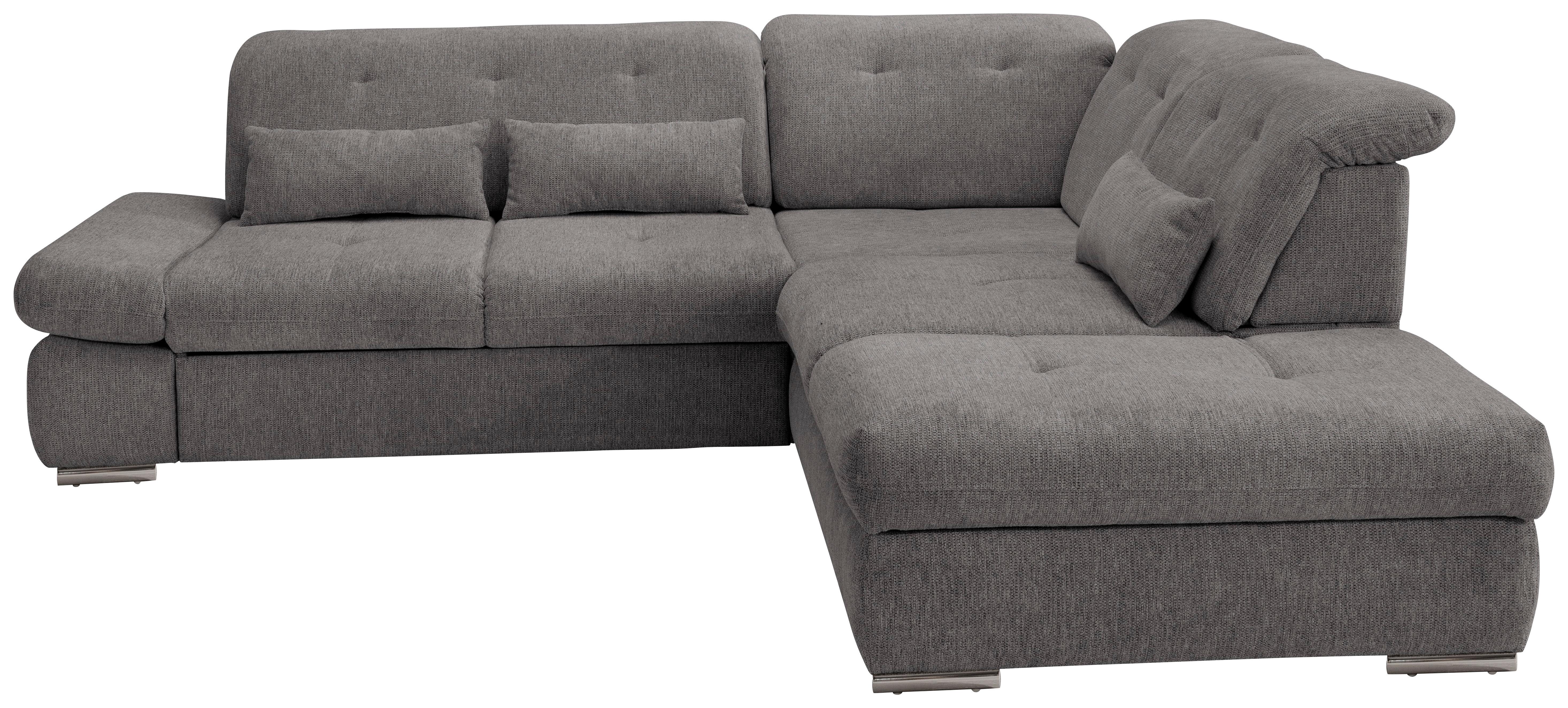 Ecksofa mit Schlaffunktion Dalida Braun/Grau Chenille - Chromfarben/Braun, Design, Textil (280/254cm) - MID.YOU