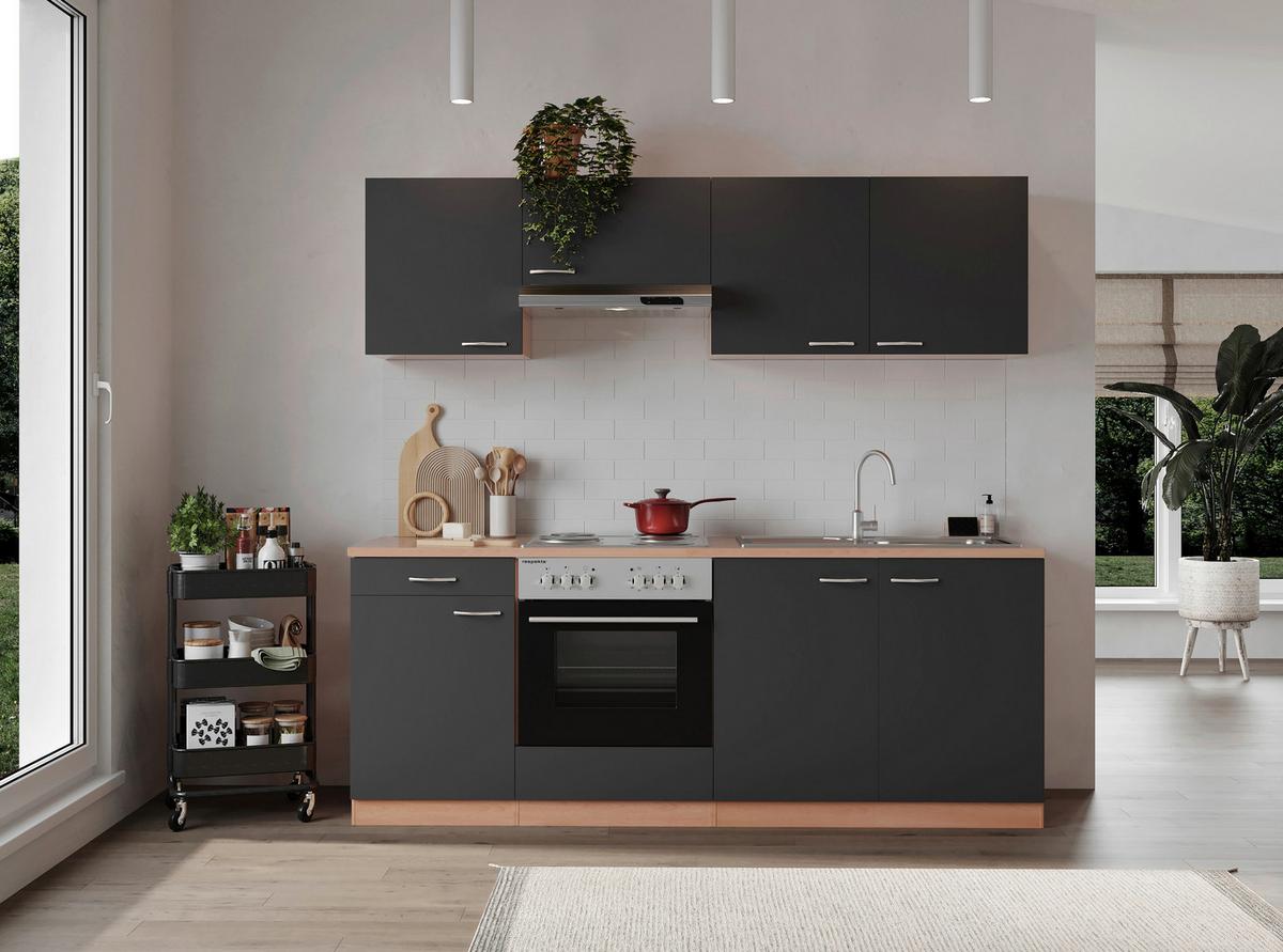 Küchenblock Gerda Küchenblock 210 cm - Buchefarben/Grau, Basics, Holzwerkstoff (210cm) - Respekta