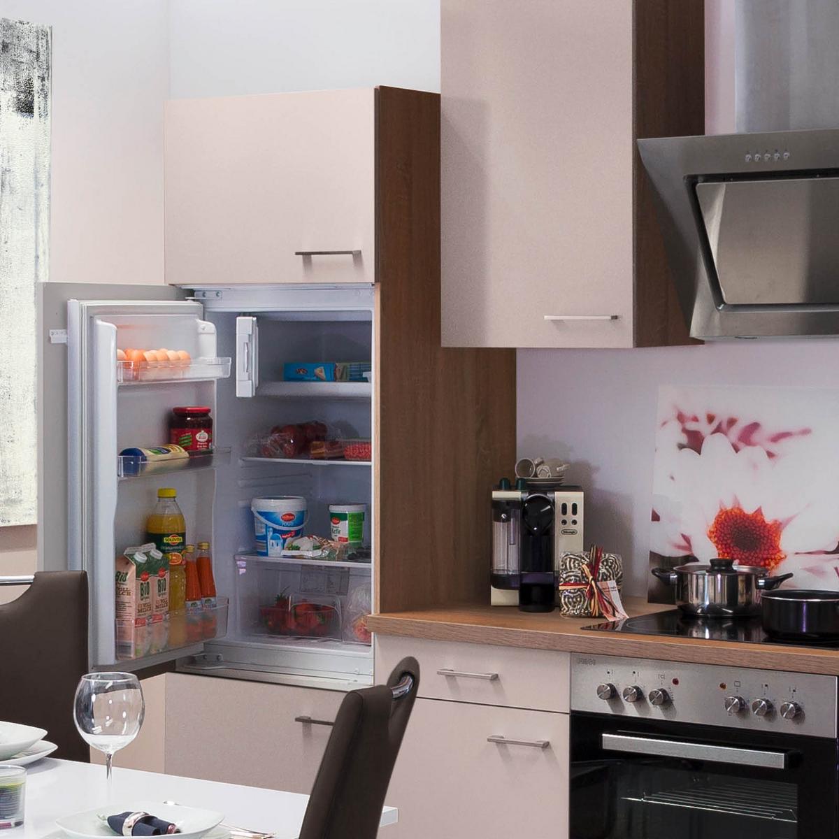 Küchenzeile Nepal Mit Geräten 280 Cm Kaschmir/eiche Dekor - Kaschmir/Sonoma Eiche, MODERN, Glas/Holzwerkstoff (280cm) - FlexWell