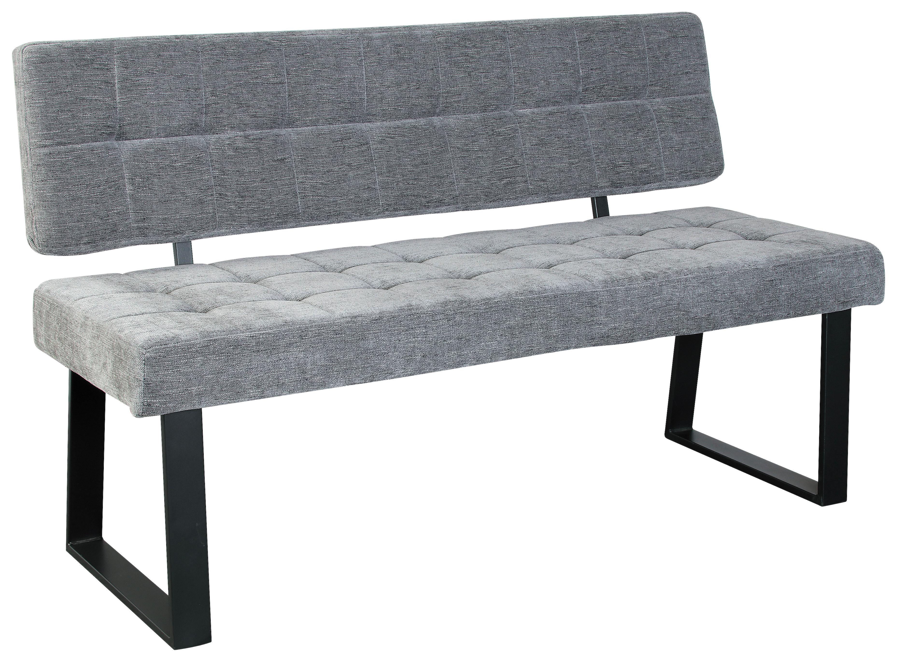 Sitzbank Volda - Hellgrau/Schwarz, MODERN, Textil/Metall (140/85/56cm) - MID.YOU