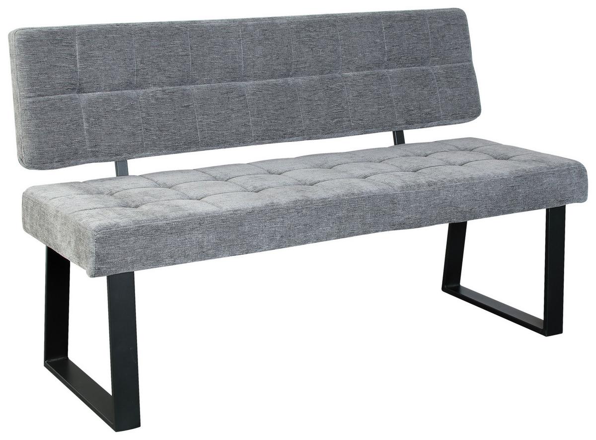 Sitzbank Volda - Hellgrau/Schwarz, MODERN, Textil/Metall (140/85/56cm) - MID.YOU