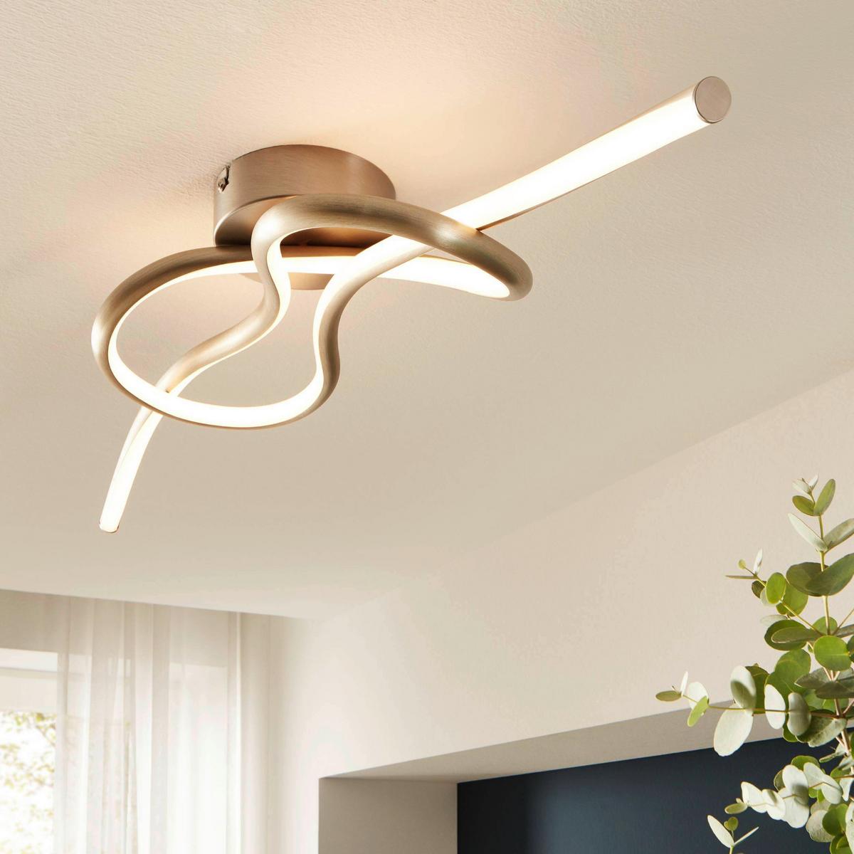 Deckenleuchte Novafeltria L: 70 Cm Organisch - Weiß/Nickelfarben, Design, Kunststoff/Metall (70/16/16cm) - Eglo