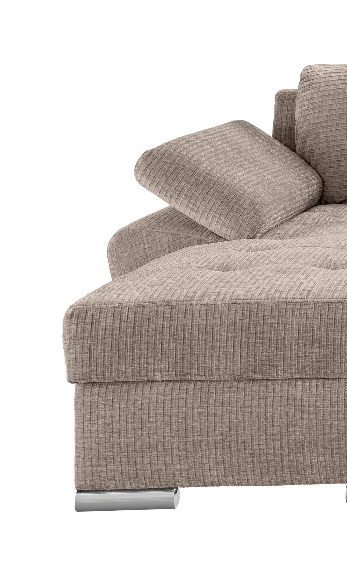 Wohnlandschaft Terana mit Schlaffunktion Beige - Chromfarben/Beige, KONVENTIONELL, Textil (157/305/219cm) - Livetastic