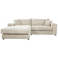 Ecksofa Funny S Links, Creme Schenkel: 180x265 cm - Creme/Schwarz, Basics, Textil (180/265cm) - Livetastic