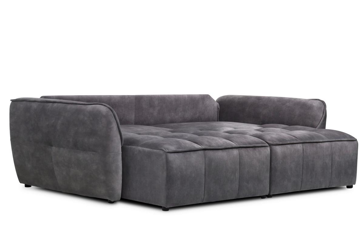Boxspringová pohovka BOMBEI, sivý velúr - čierna/sivá, Modern, drevo/kompozitné drevo (243/94/125cm)