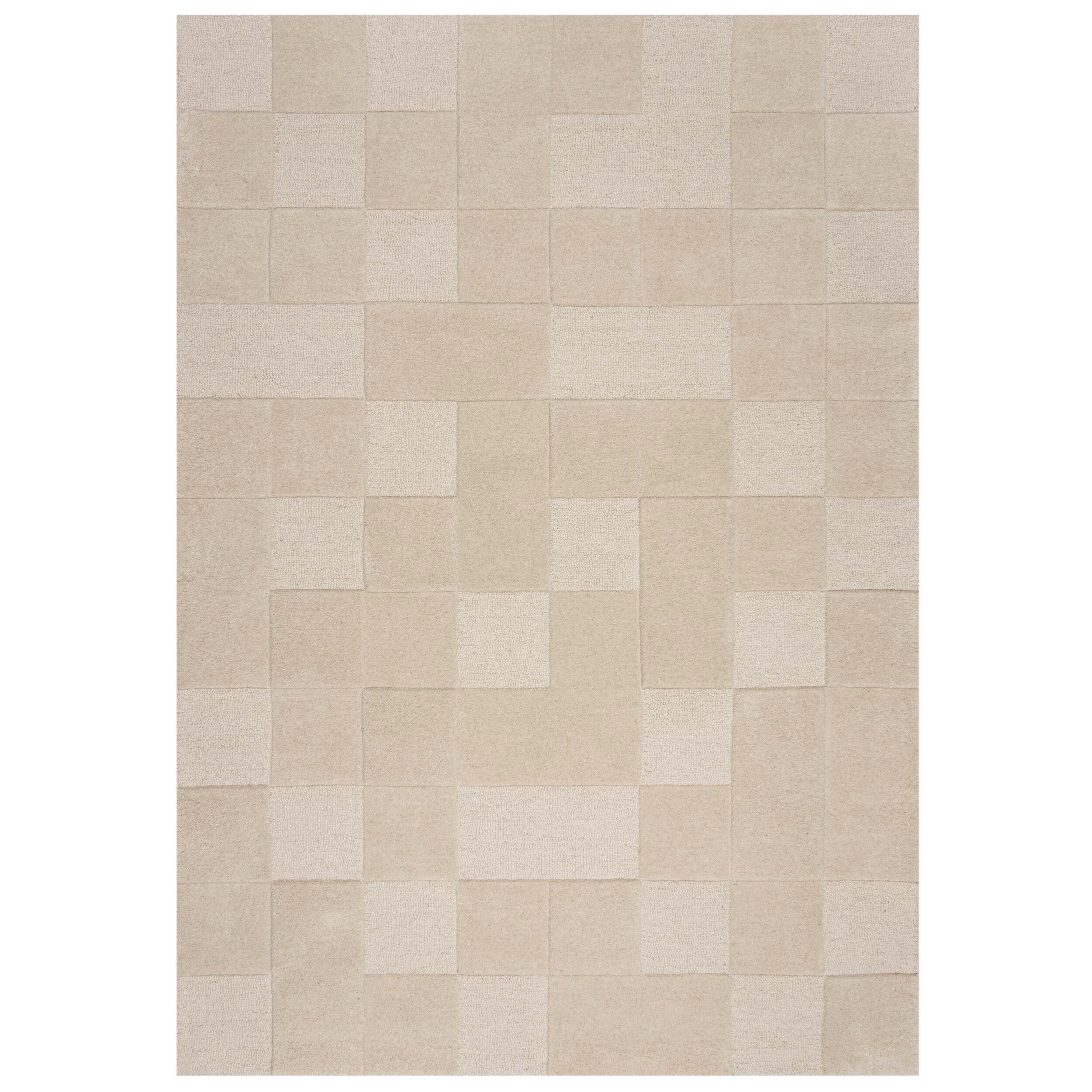 Wollteppich Checkerboard Beige B: 120 cm - Beige, Basics, Textil (120/170cm)