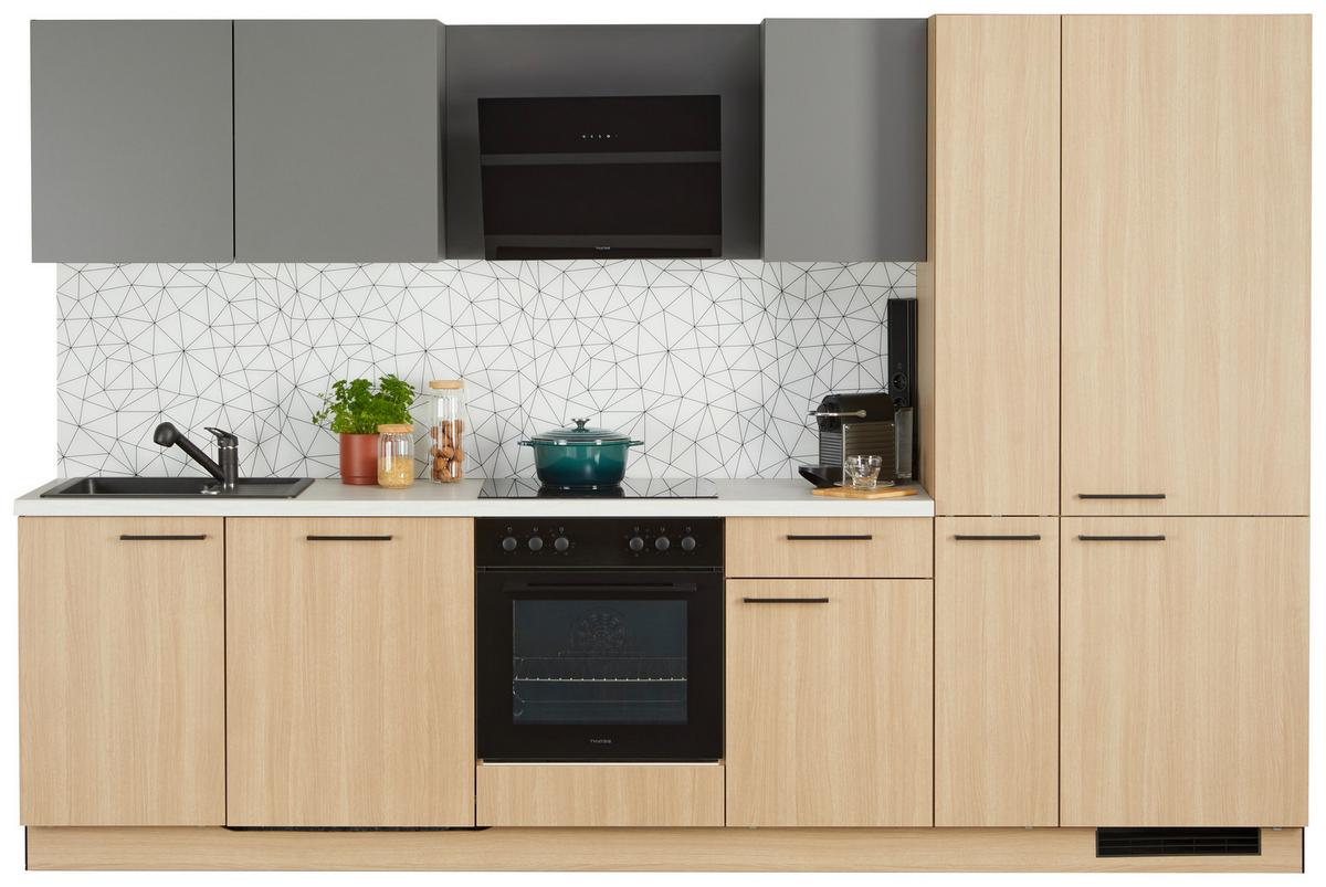 Küchenblock Plan/win - Eichefarben/Anthrazit, MODERN, Holzwerkstoff (310cm) - Express-Kuechen