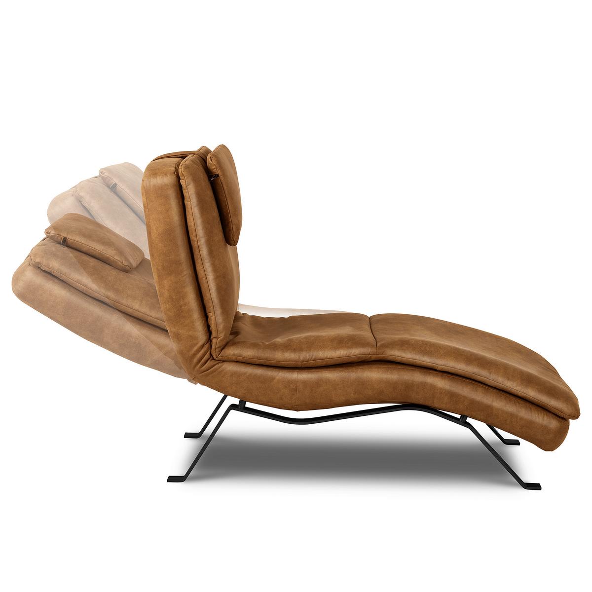 Relaxliege Black Cognac, Leder - Cognac/Schwarz, Design, Leder (65/95/171cm) - Celina Home