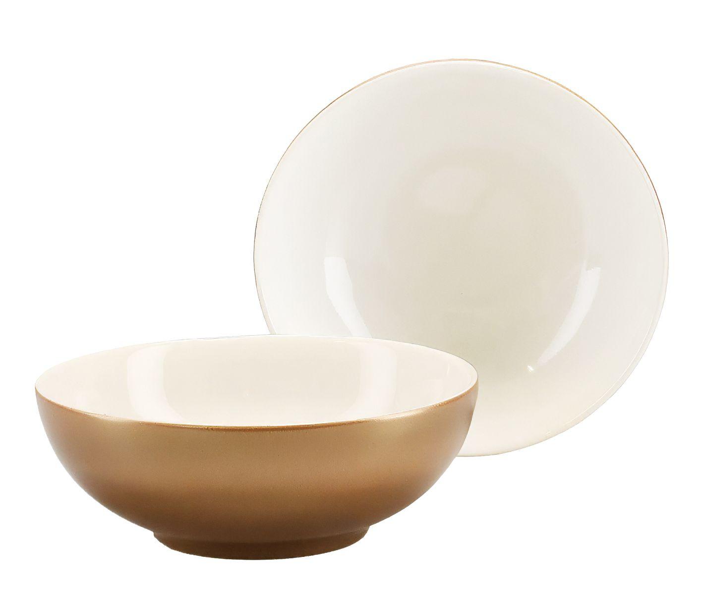 Müslischalenset Steinzeug Weiß/Goldfarben 2-tlg. Ø 16 cm