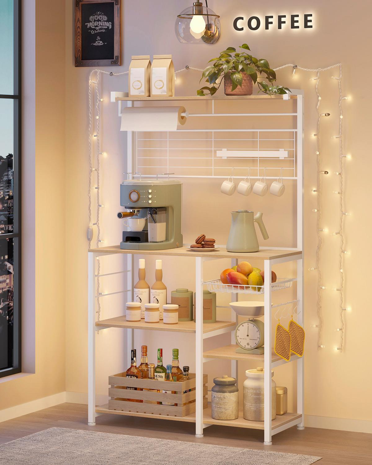 REGAL KITCHEN SHELF - Eichefarben/Weiß, MODERN, Holzwerkstoff/Metall (90/167/42cm) - MID.YOU