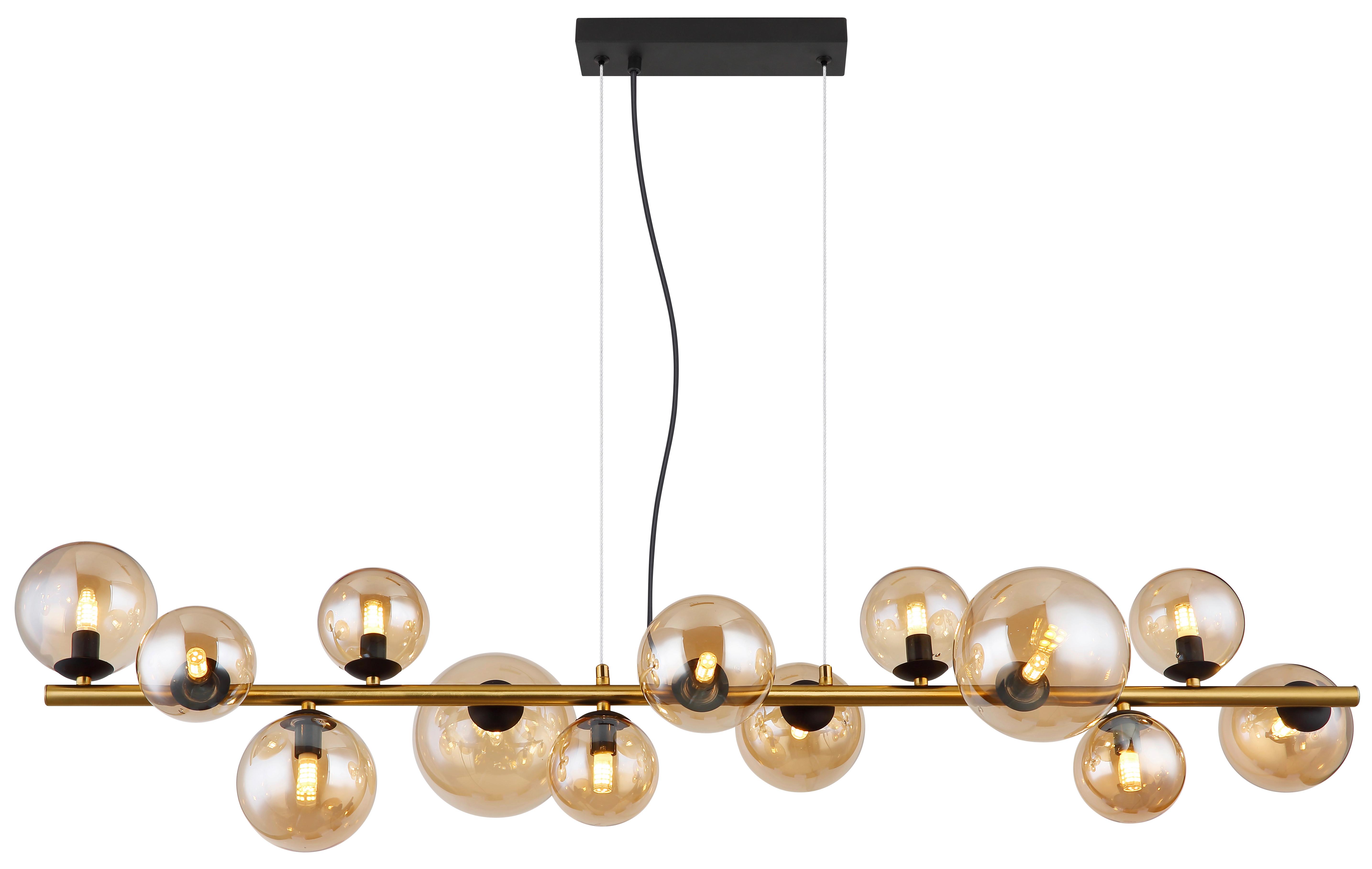LED-Hängeleuchte 56135-13h - Transparent/Messingfarben, Design, Glas/Kunststoff (120/34,5/120cm) - Globo