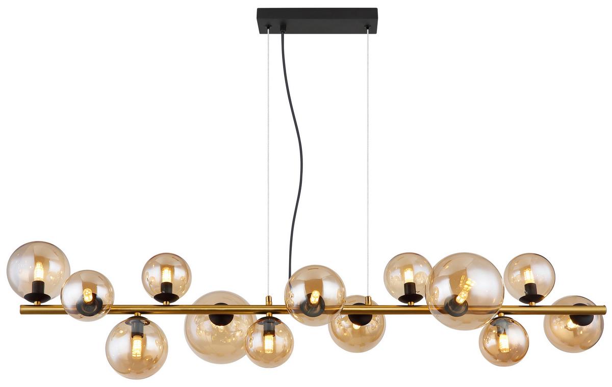 LED-Hängeleuchte 56135-13h - Transparent/Messingfarben, Design, Glas/Kunststoff (120/34,5/120cm) - Globo