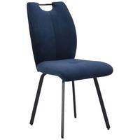Polsterstuhl Ronny Blau - Schwarz/Dunkelblau, KONVENTIONELL, Textil/Metall (44/93/59cm)