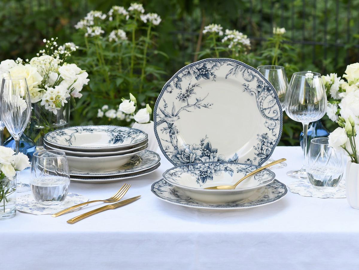 Tafelservice, 8-Teilig für 4 Personen, Porzellan - Blau/Weiß, Basics, Keramik - Creatable