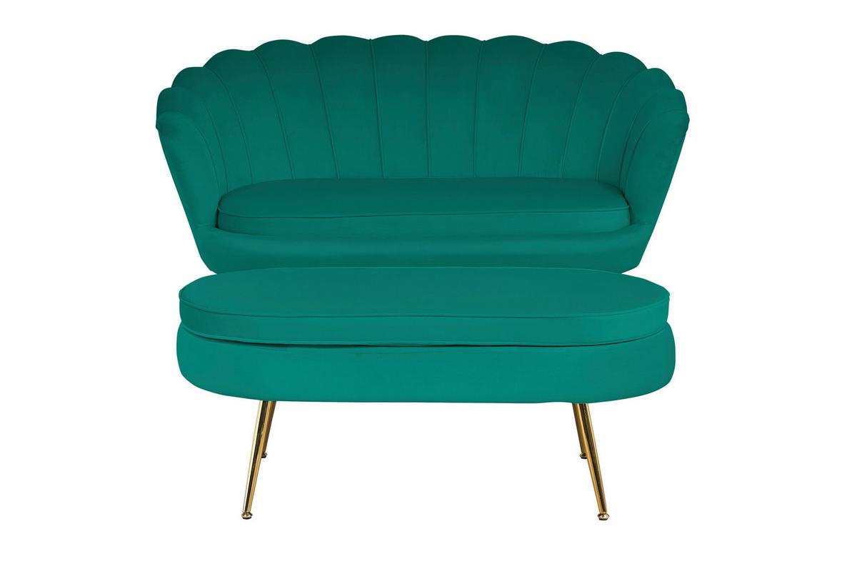 Hocker Grün B: 99 Cm - Goldfarben/Grün, MODERN, Textil (99/40/44cm) - Livetastic