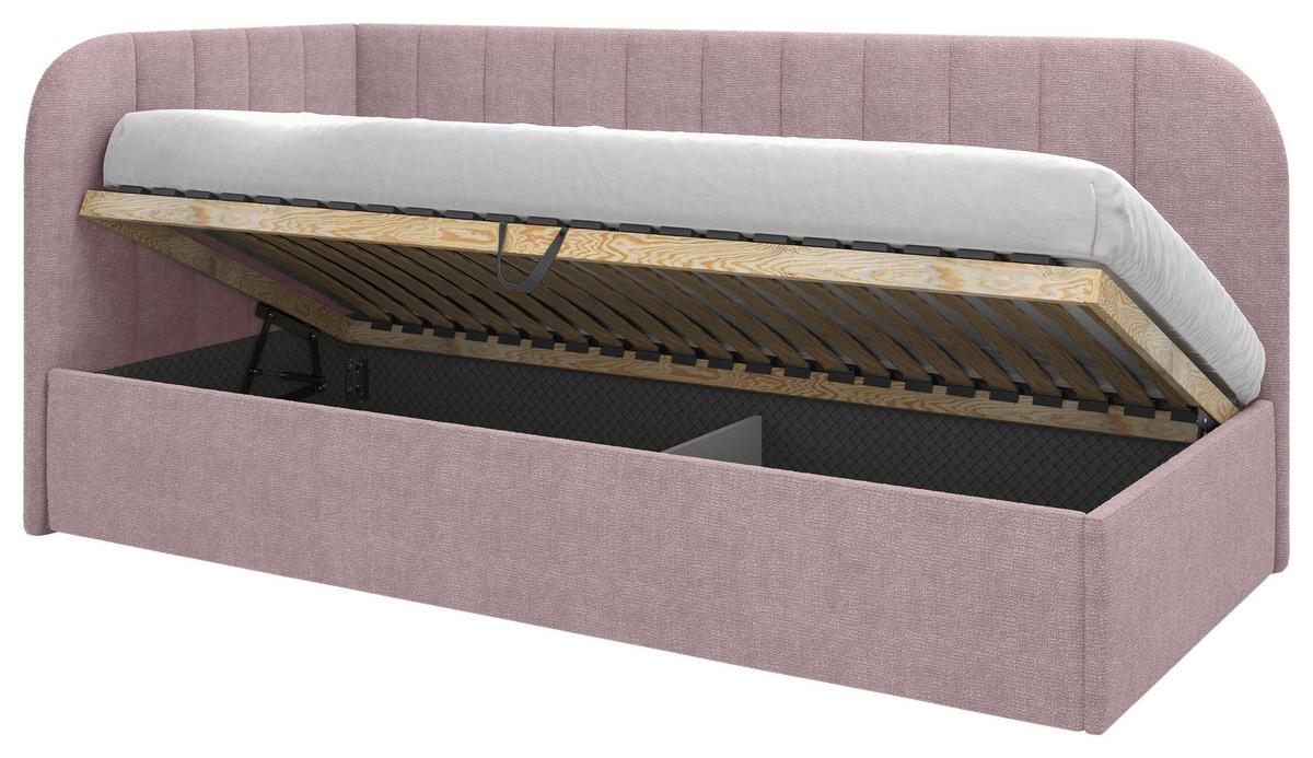 Polsterbett Millow Links Rosa Lf: 90x200 cm - Schwarz/Rosa, MODERN, Holz/Holzwerkstoff (90/200cm) - MID.YOU