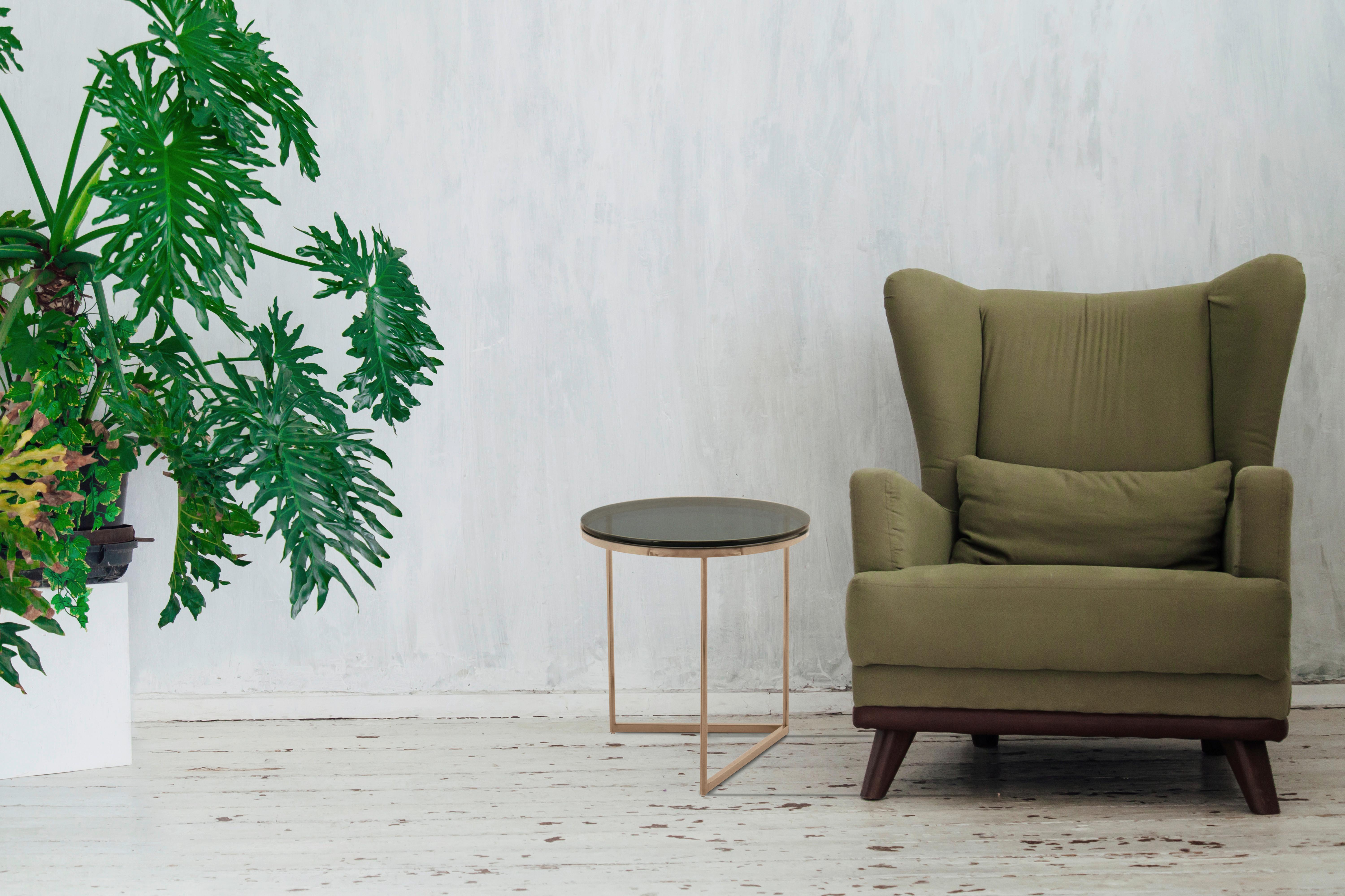 Beistelltisch Wynona 225 Grau/Rosegold B: 55 cm - Roségold/Grau, Design, Glas/Metall (50/50/55cm) - Kayoom