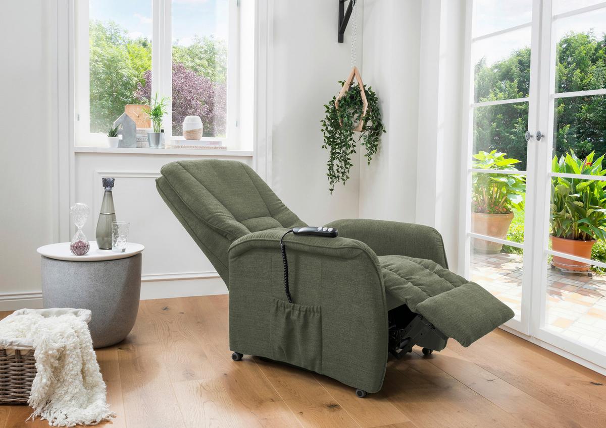 Fernsehsessel Harry Dunkelgrün B: 77 Cm - Dunkelgrün/Schwarz, Design, Textil (77/107/88cm) - Livetastic