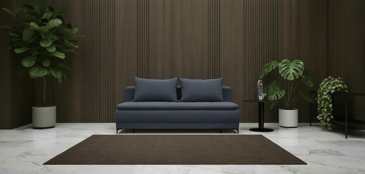 Schlafsofa Moliss Dunkelblau B: 202 cm - Schwarz/Dunkelblau, Basics, Textil (202/98/78cm) - Livetastic