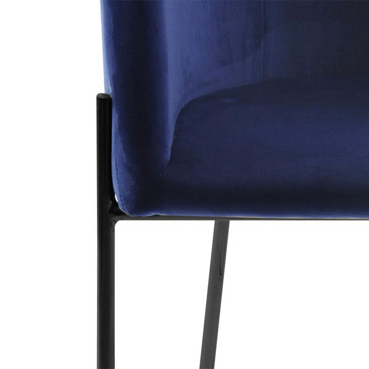 Armlehnstuhl Nelson Samtbezug Dunkelblau Gepolstert - Schwarz/Dunkelblau, Trend, Textil/Metall (56/76,5/54cm) - Carryhome