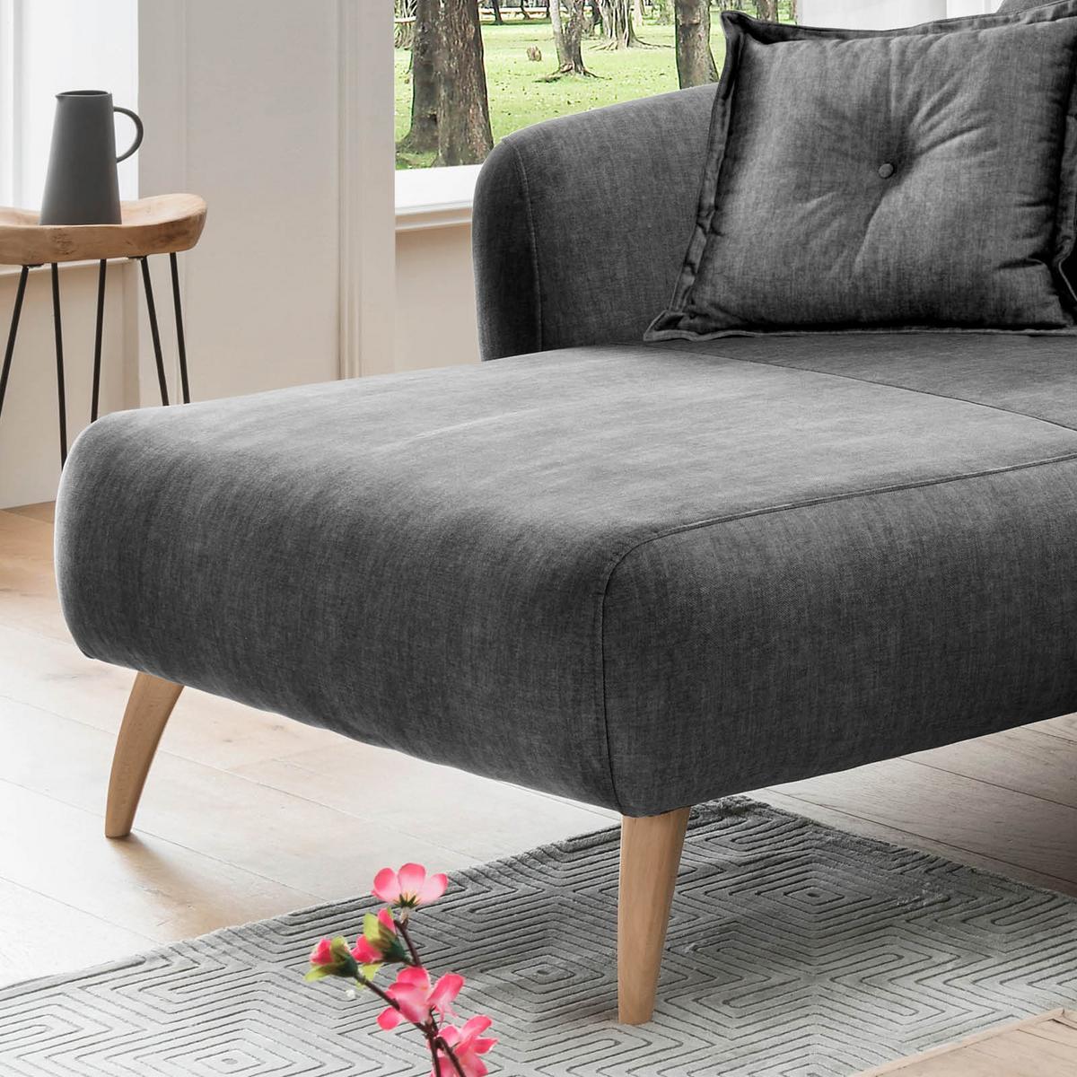 Ecksofa Baggio Grau S: 162/277 cm - Buchefarben/Grau, MODERN, Holz/Textil (162/277cm) - Livetastic
