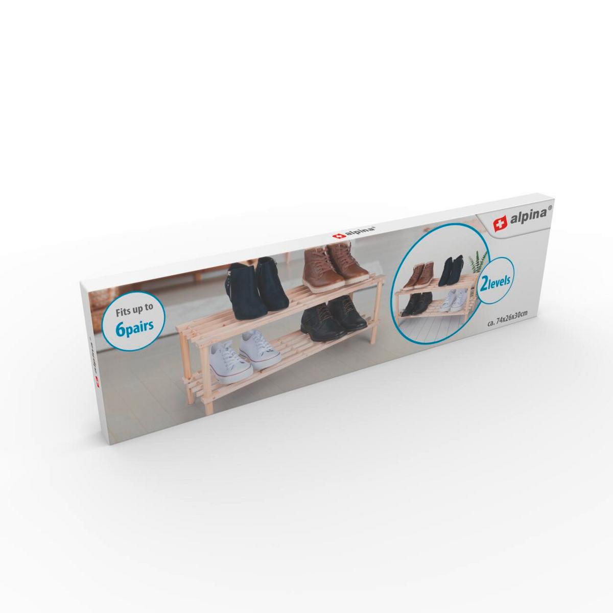 Schuhrost Shoe Rack 2 Ablagen 6 Paar Naturfarben H: 29,5 Cm - Naturfarben, Basics, Holzwerkstoff (74/26/29,5cm)