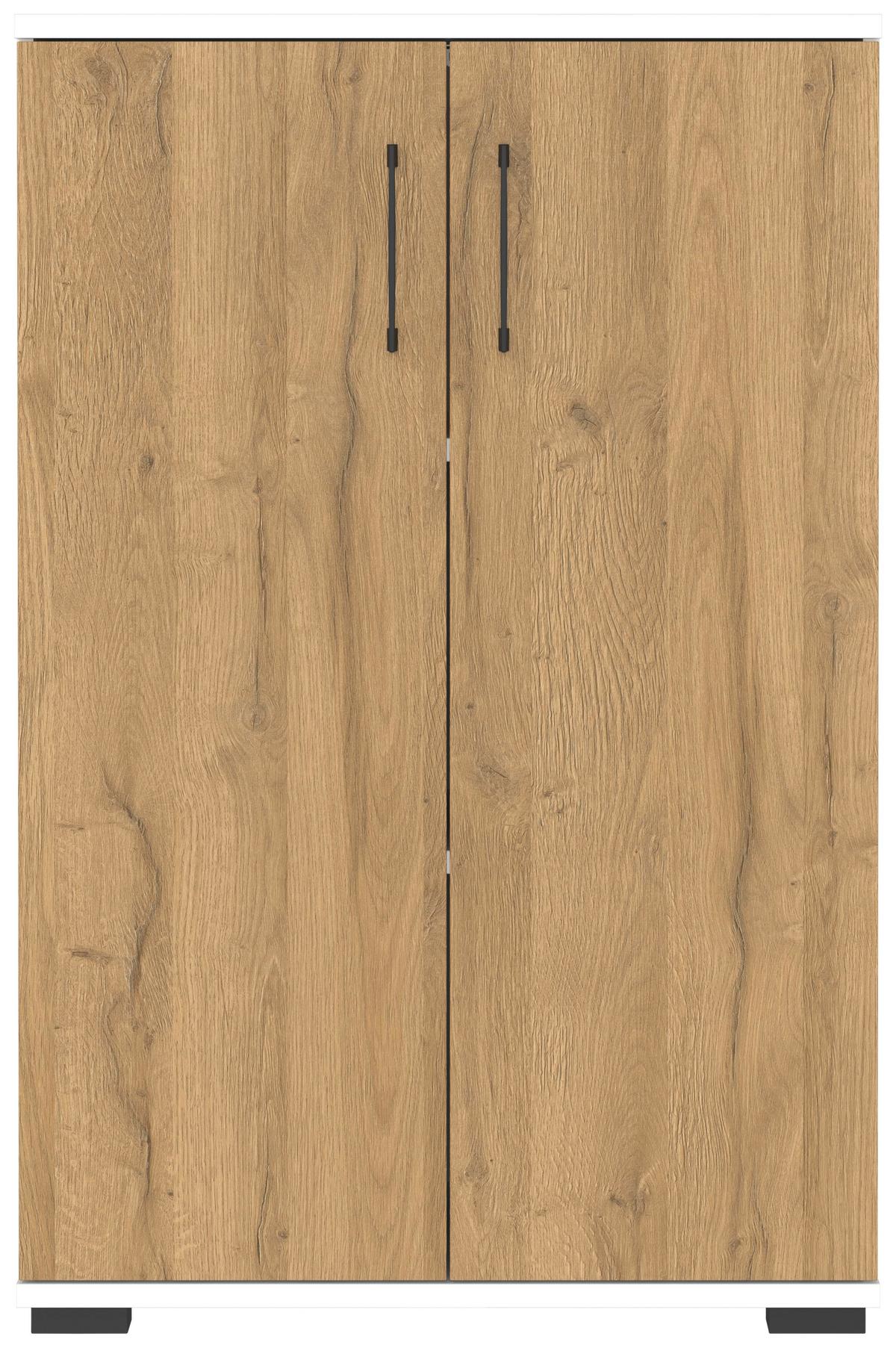 Aktenschrank Profi Weiß/Eiche Dekor B: 80cm - Eichefarben/Weiß, MODERN, Holzwerkstoff (80/123/40cm) - Germania