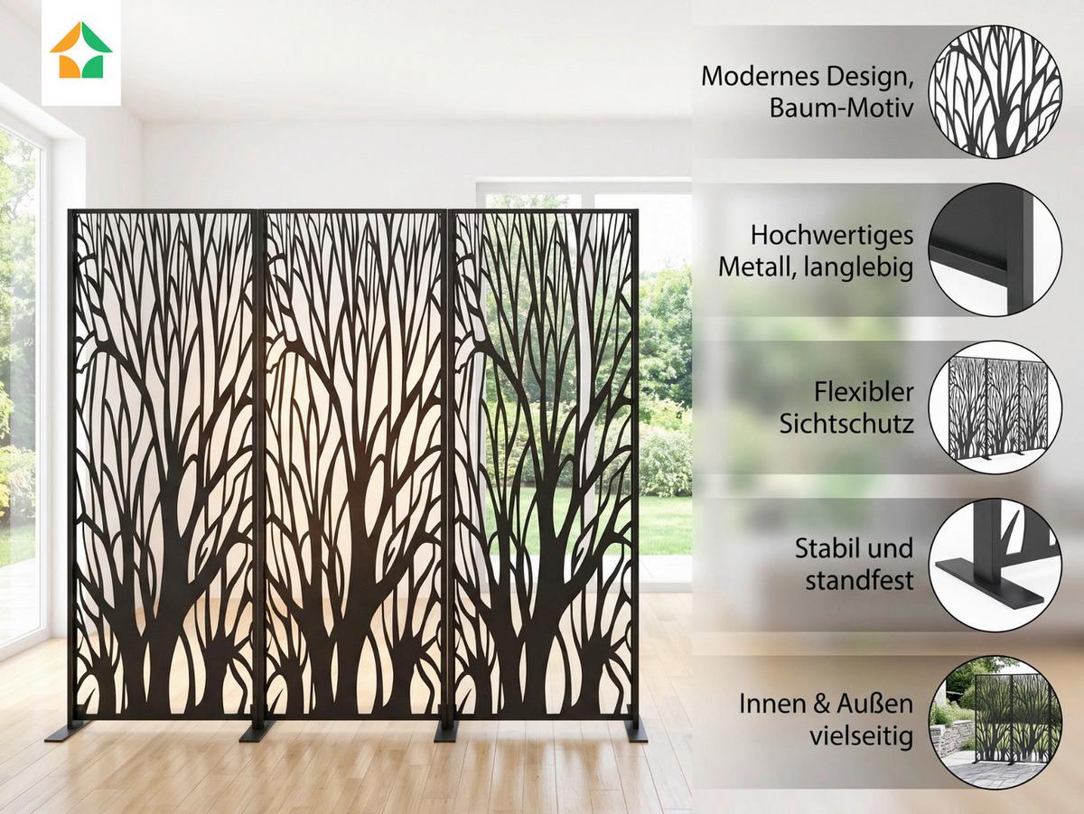 Sichtschutz "Auenland" 3-teilig, schwarz - Basics (150/150/2cm)