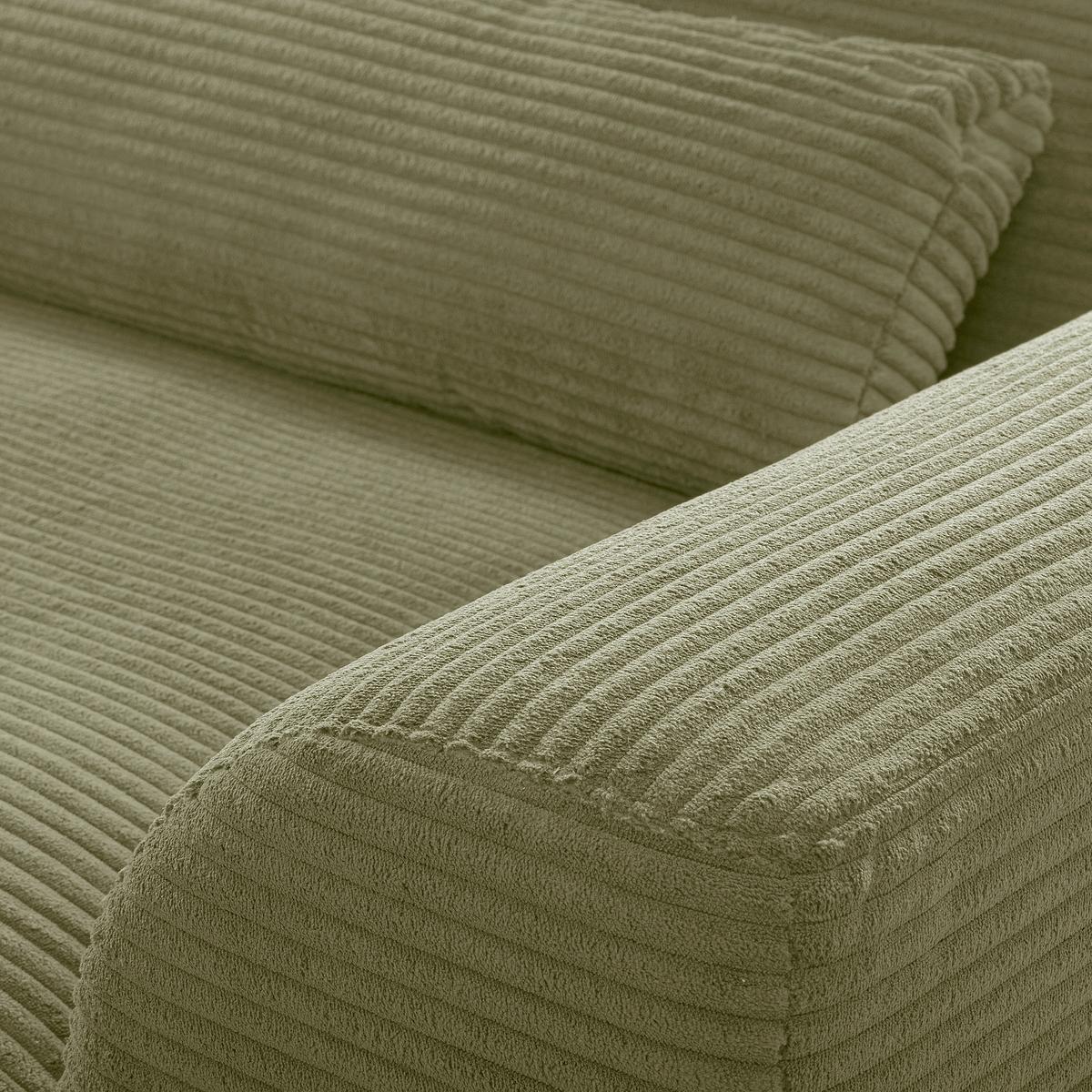 Ecksofa Berlin Cord Olivgrün 172x313 cm - Schwarz/Olivgrün, Design, Textil (172/313cm) - P & B