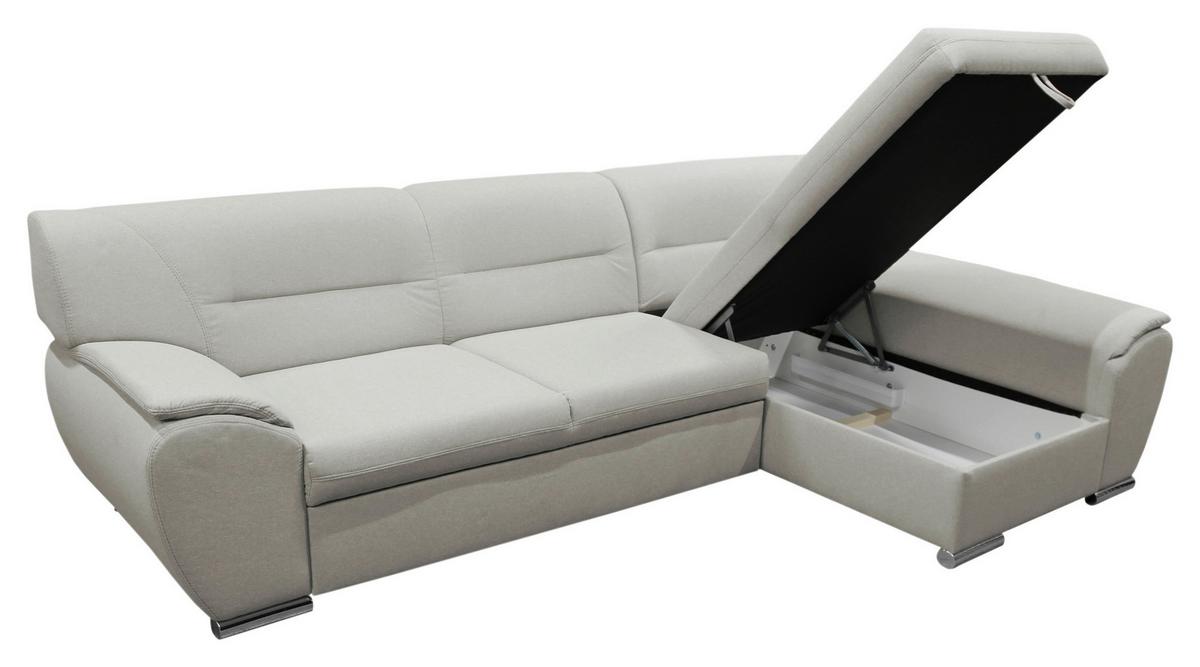 Veratti New Beige Inkl. Schlaffunktion Ottomane Rechts - Beige/Silberfarben, Design, Textil (281/167cm) - MID.YOU