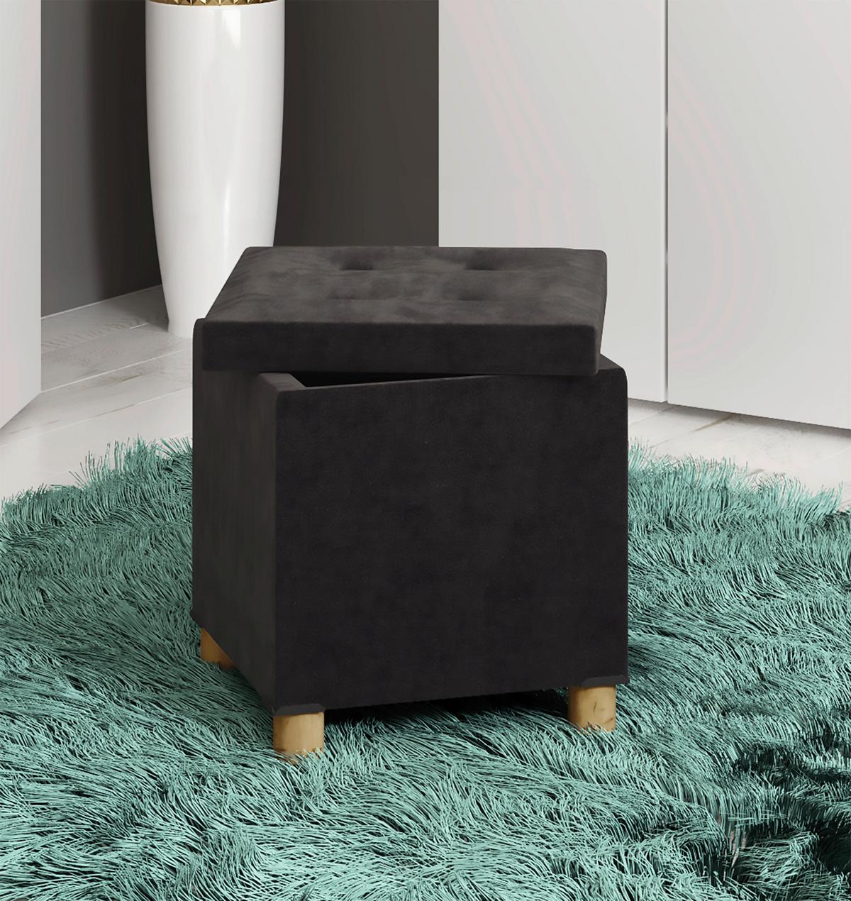 Sedací box SIZOS M antracitová - antracitová/hnědá, Moderní, kompozitní dřevo/textil (38/40/38cm) - MID.YOU