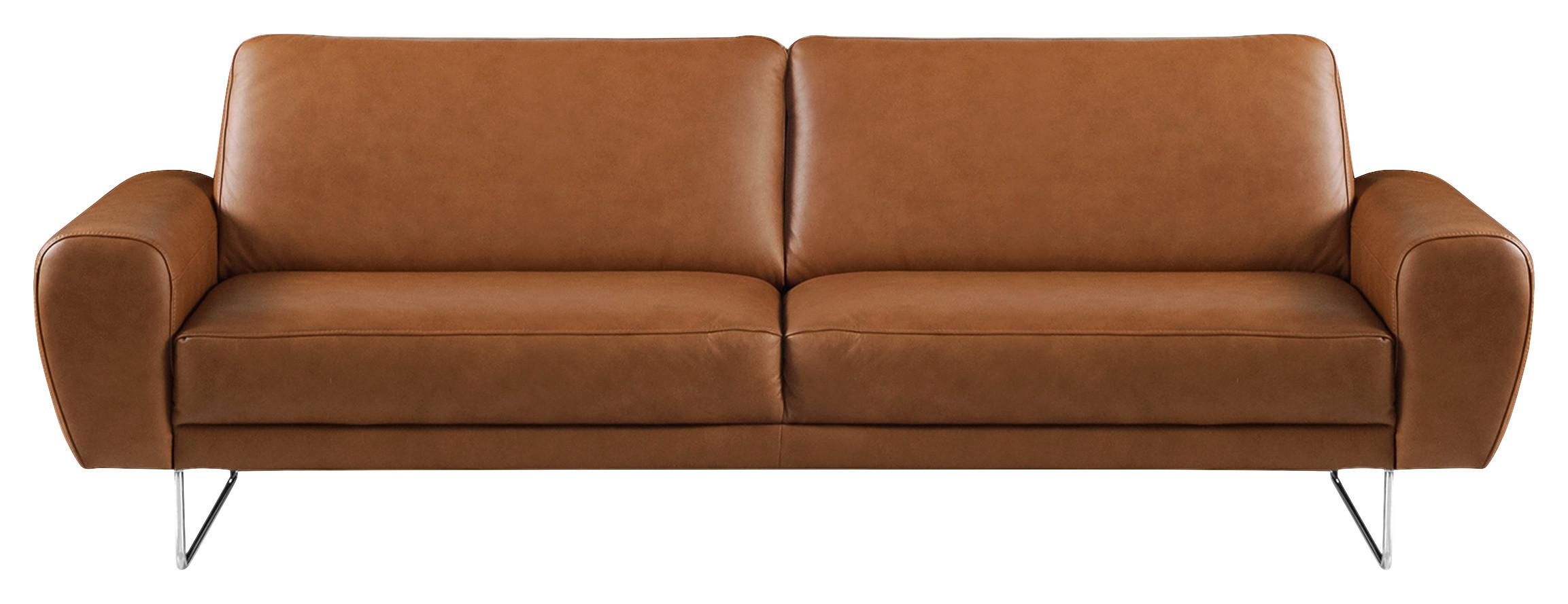 3-Sitzer-Sofa Spring Cognac Chrom B: 207 cm - Chromfarben/Cognac, Design, Leder (207/85/92cm) - P & B