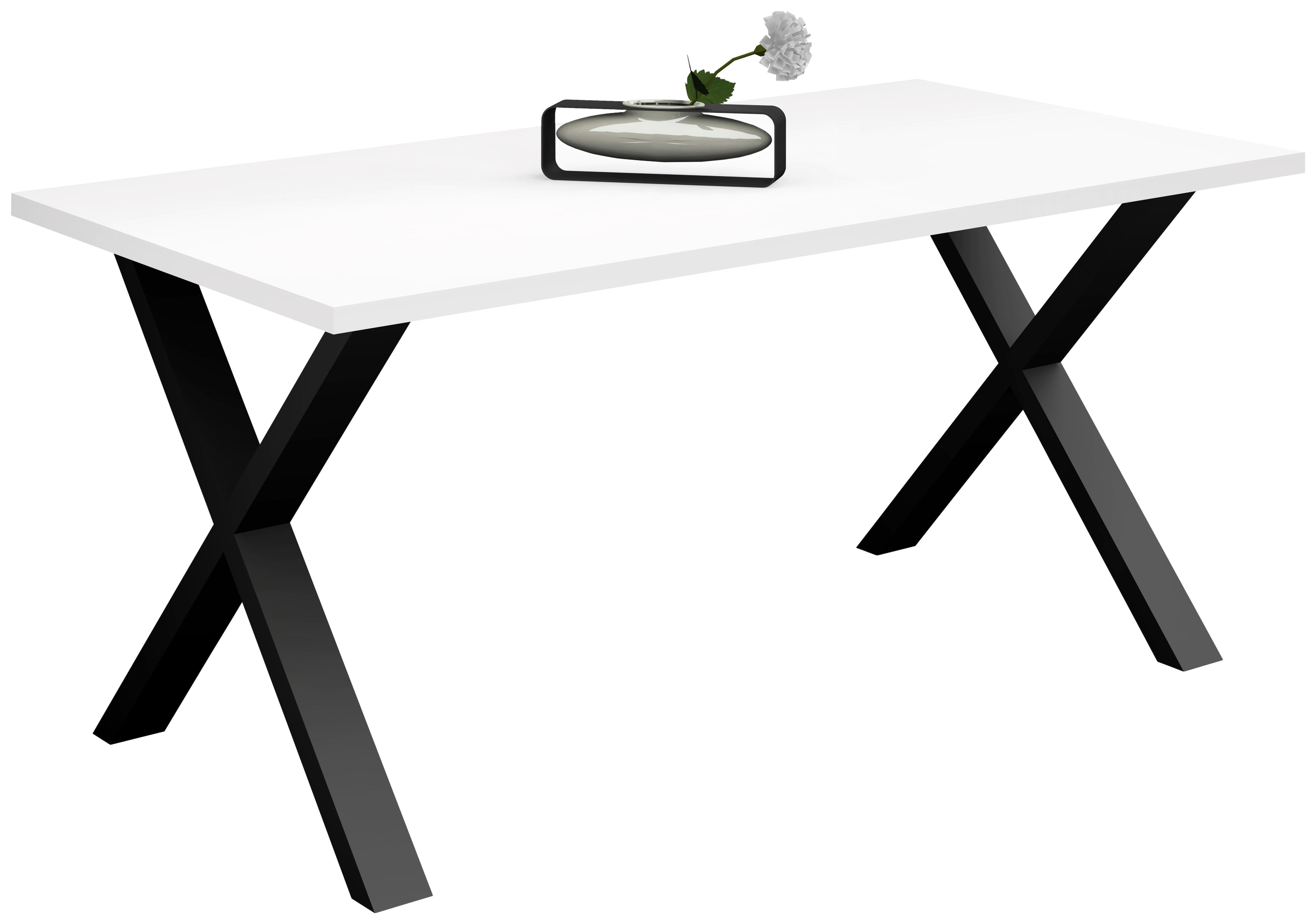 Esstisch Alex Schwarz, Weiß - Schwarz/Weiß, MODERN, Holzwerkstoff/Metall (180/90/78cm) - Livetastic