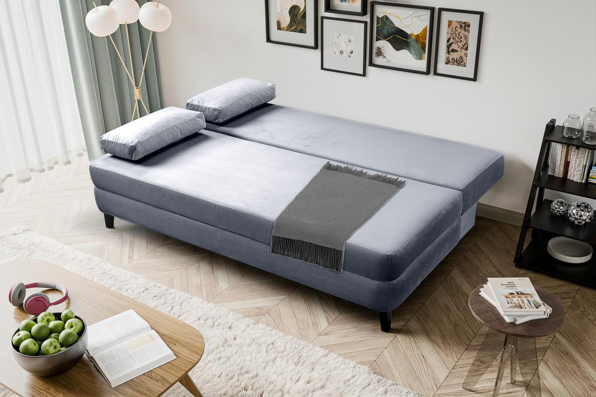Schlafsofa Sorto Blaugrau B: 200cm - Blaugrau/Schwarz, Basics, Holz/Textil (200/91/100cm) - MID.YOU