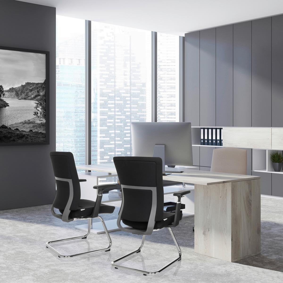 Besucherstuhl Captivo Pro V Schwarz B: 67 cm - Silberfarben/Schwarz, MODERN, Kunststoff/Textil (67/100/62cm) - MID.YOU