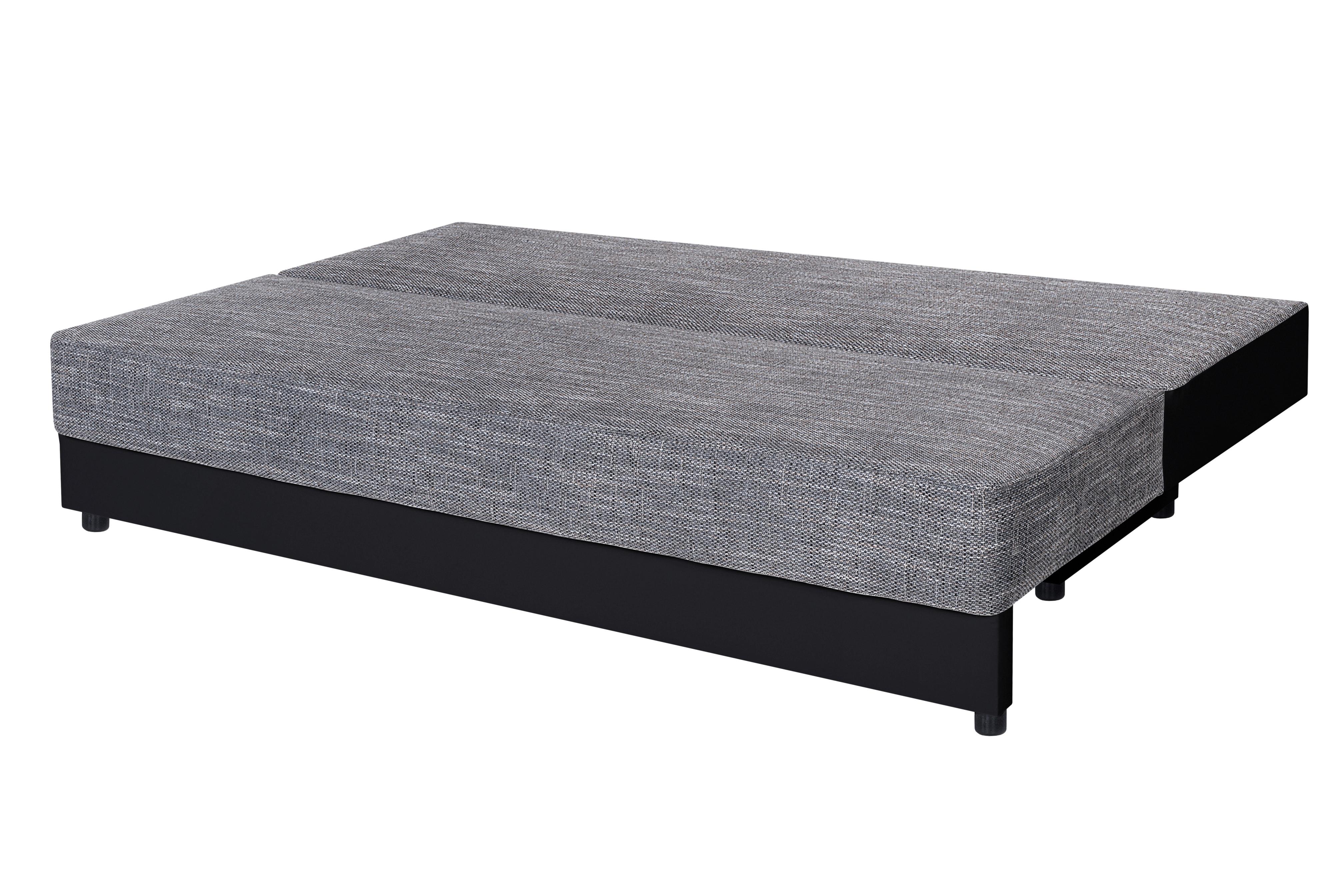 Pohovka LUCY, čierna/sivá s lôžkom a úložným priestorom - čierna/sivá, Design, kompozitné drevo/textil (200/90/103cm)
