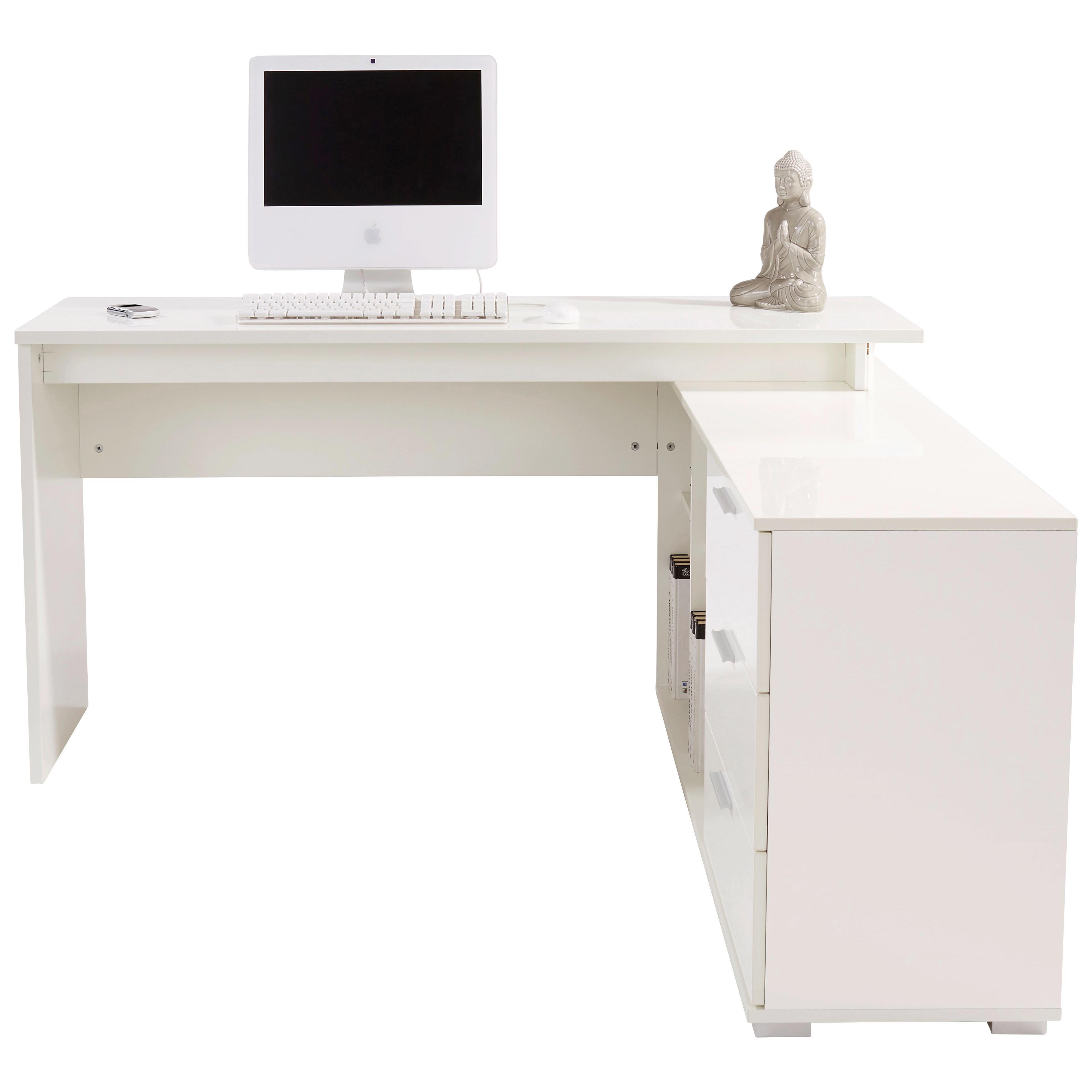 Weißer Schreibtisch mit Anbau