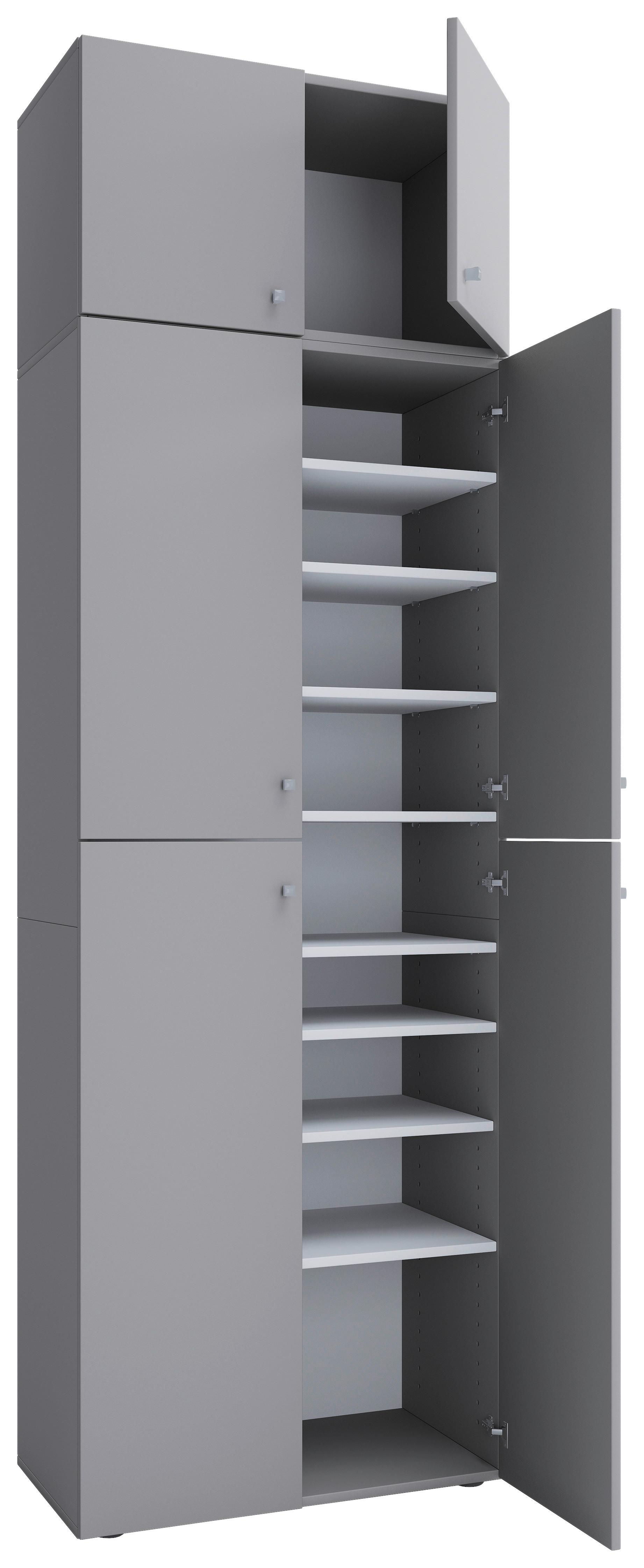 Schuhschrank Lona XXL Grau B: 70 cm - Schwarz/Grau, MODERN, Holzwerkstoff (70/223/39cm) - MID.YOU