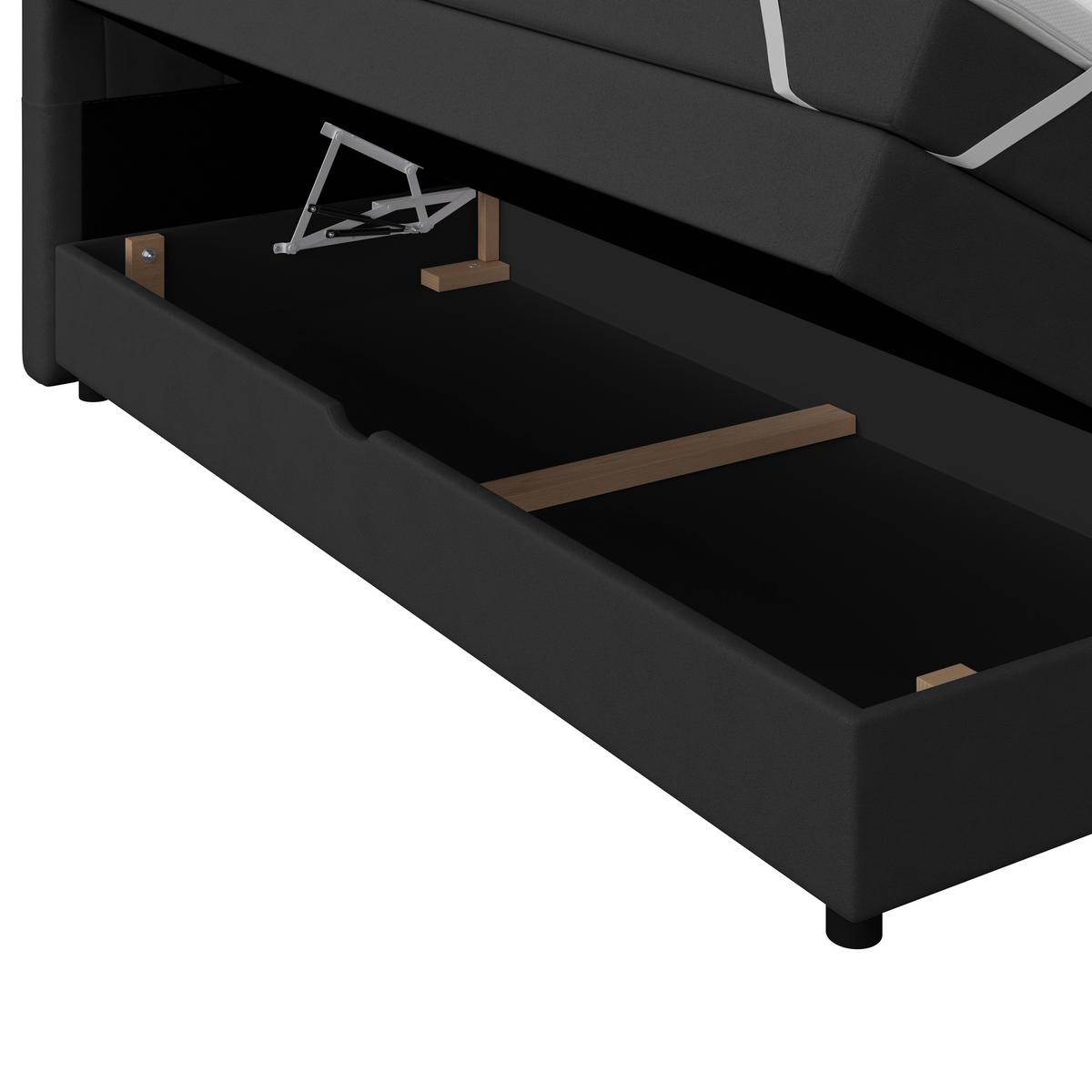 Boxspringbett Elio Schwarz 180x200 cm H2 - Schwarz, ROMANTIK / LANDHAUS, Textil (184/121/212cm) - James Wood