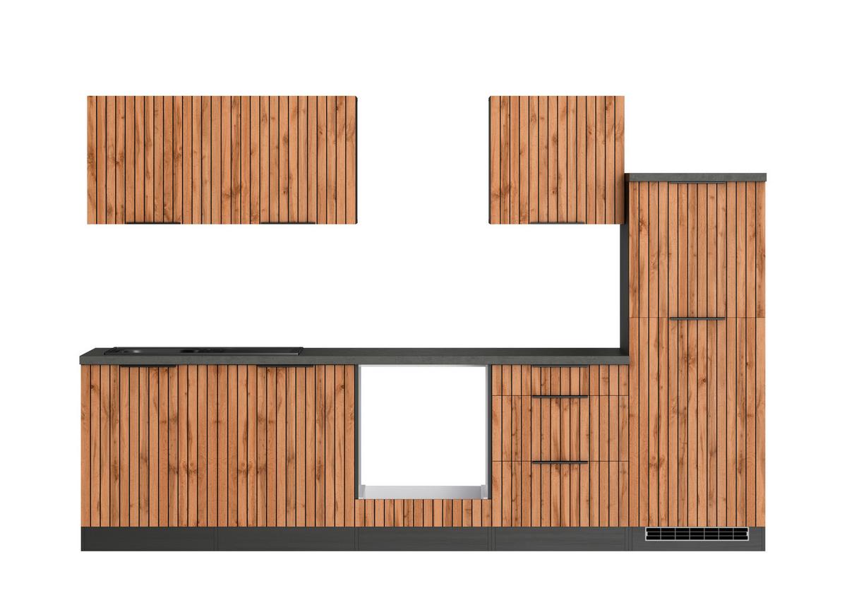 Küchenleerblock Liverpool Graphit/eiche Dekor B: 300 Cm - Schieferfarben/Eiche Wotan, Basics, Holzwerkstoff (300cm) - Held