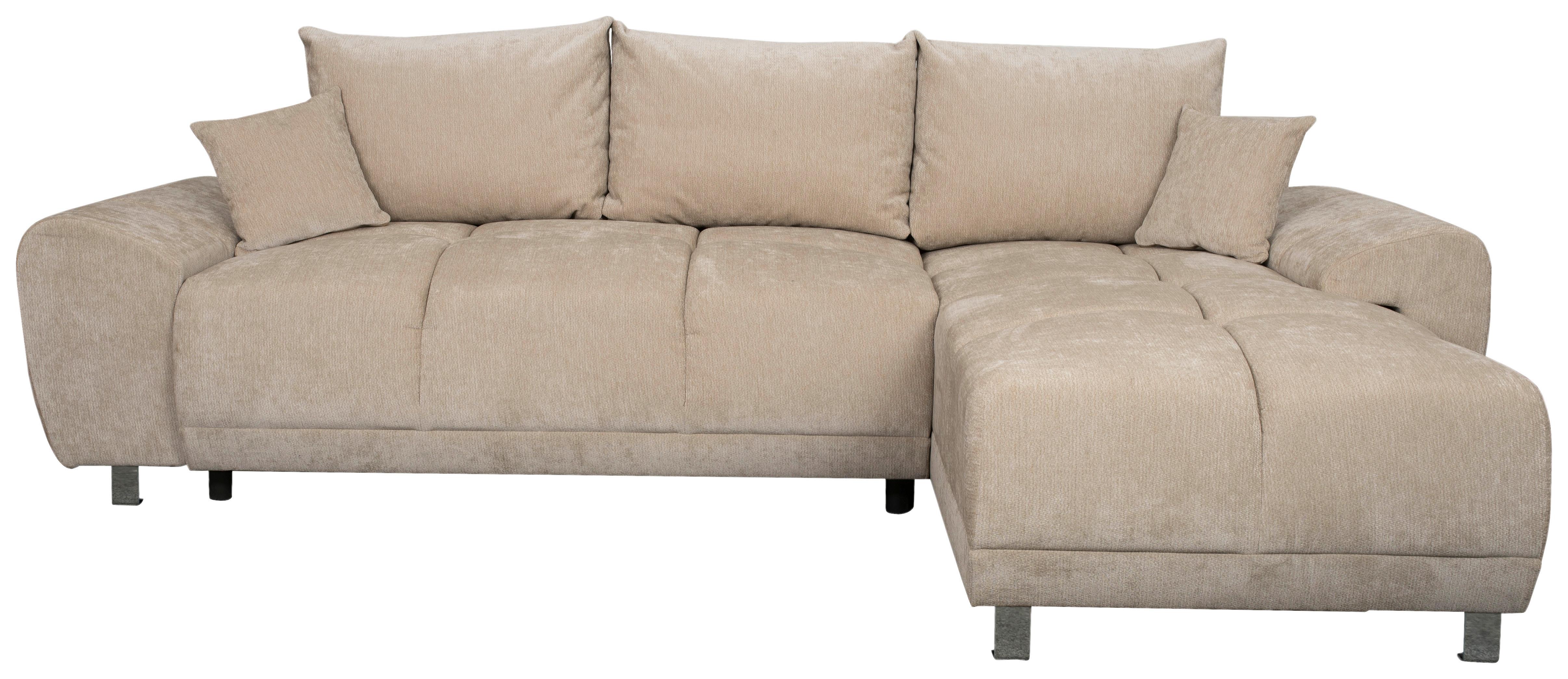 Eckschlafsofa Ramon Beige S: 296x182 cm - Chromfarben/Beige, Trend, Textil (296/182cm)